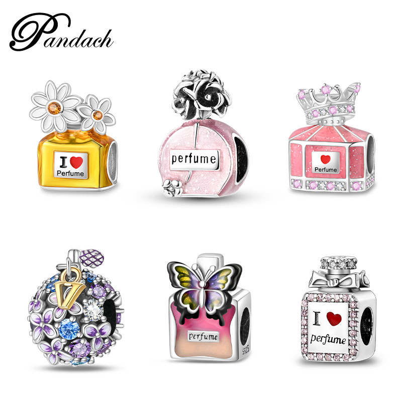 925 prata esterlina requintado rosa flor Perfume garrafa adequada para pulseira Original jóias DIY em Oferta na Shopee