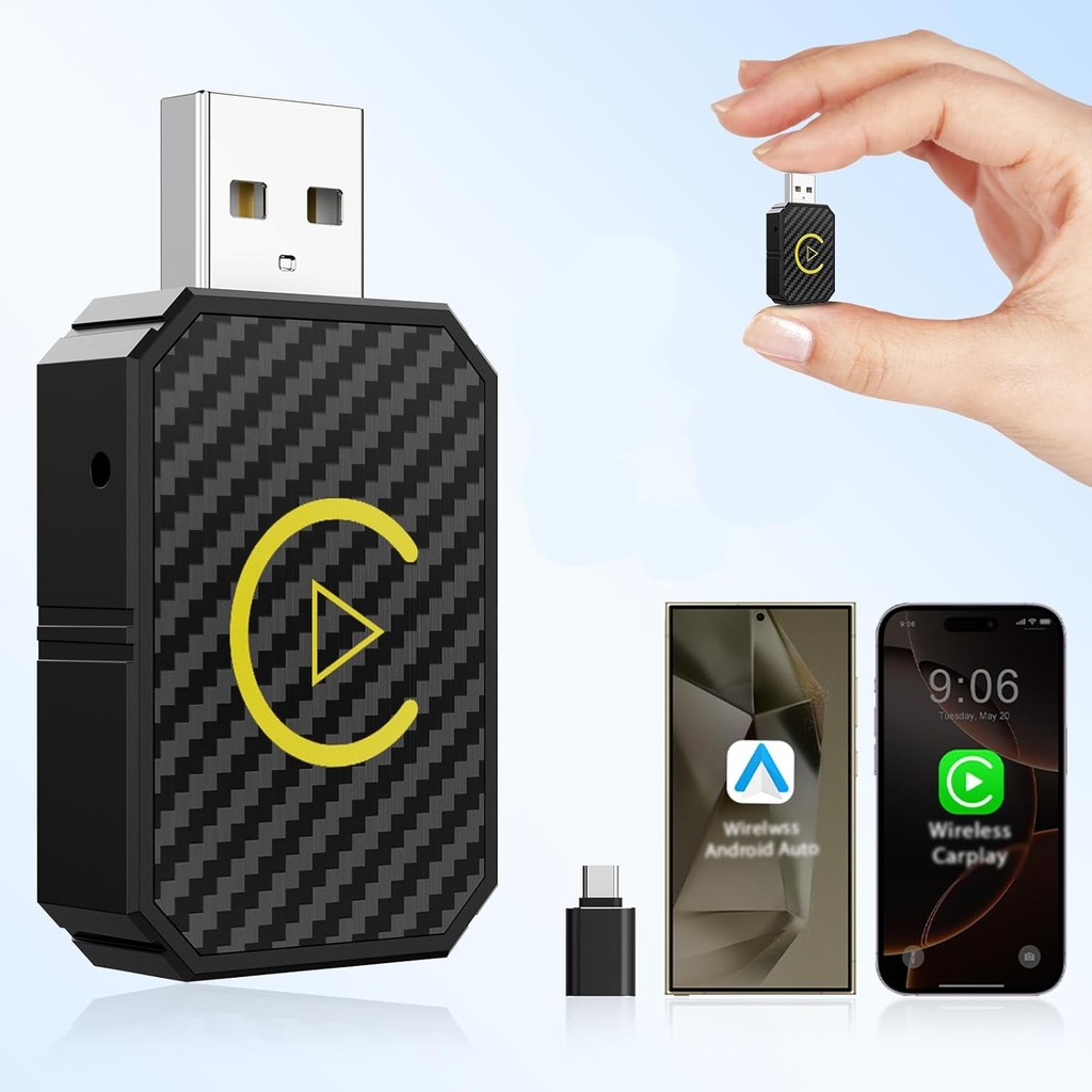Adaptador CarPlay Android Auto Sem Fio 2025 USB Plug & Play iOS/Android Alta Velocidade