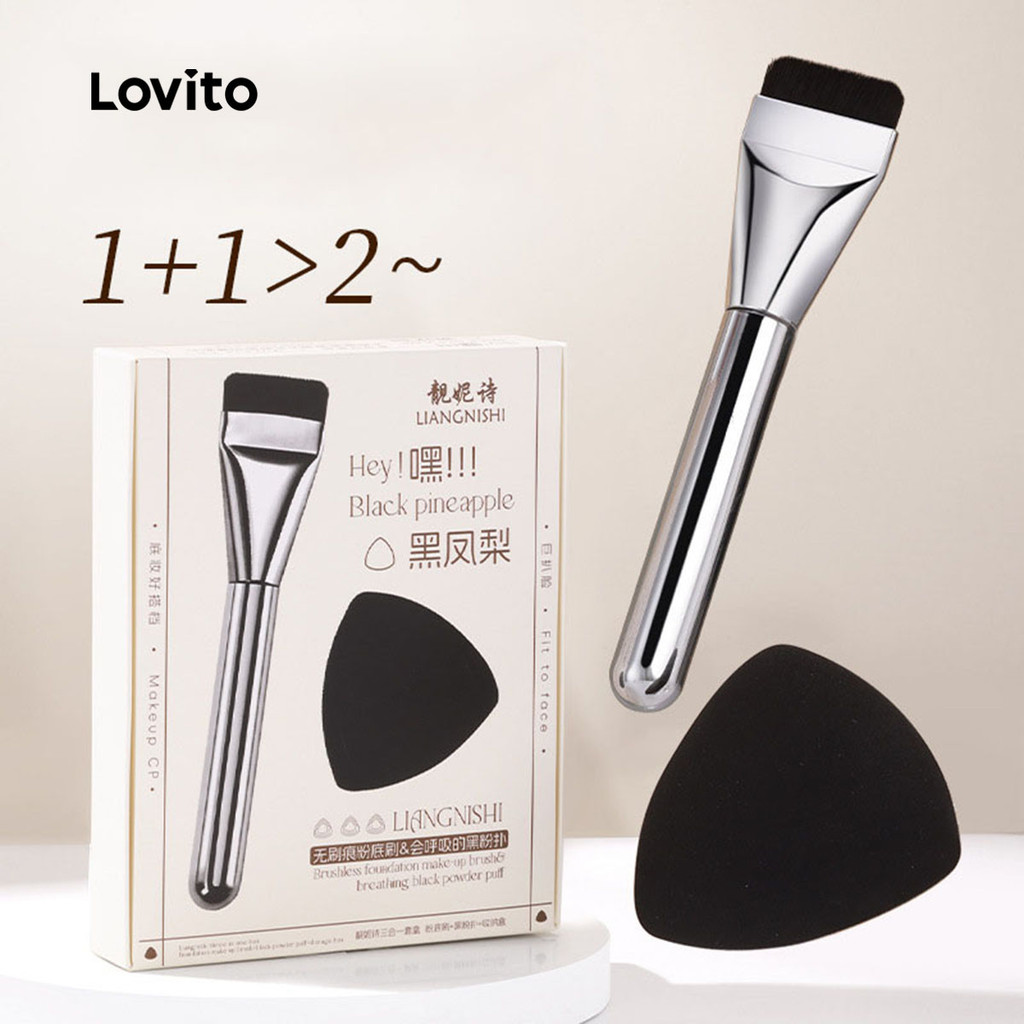 Lovito Pincel De Maquiagem Macio E Liso Casual Pincéis De Maquiagem De Textura Natural Para Mulheres LCS09099 em Oferta na Shopee