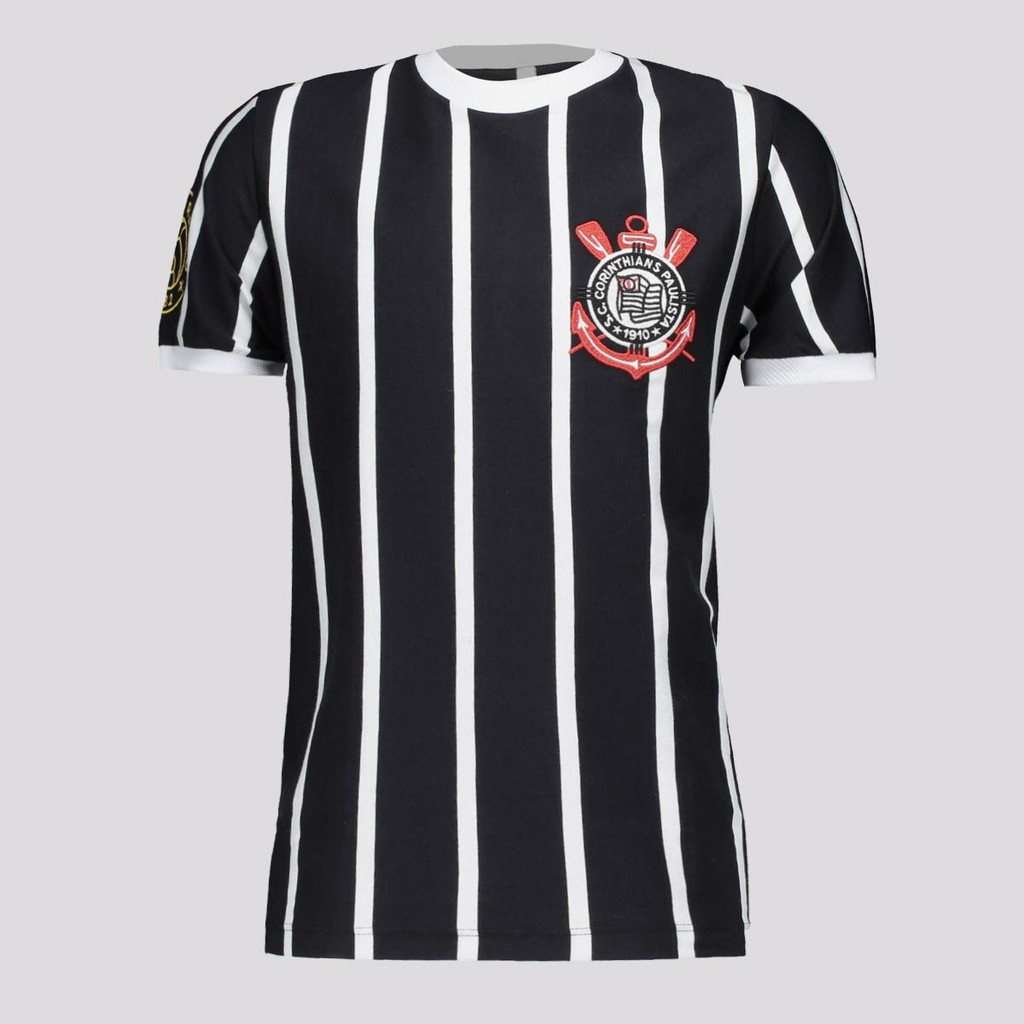 Camisa Corinthians Democracia Retrô Infantil Preta e Branca em Oferta na Shopee