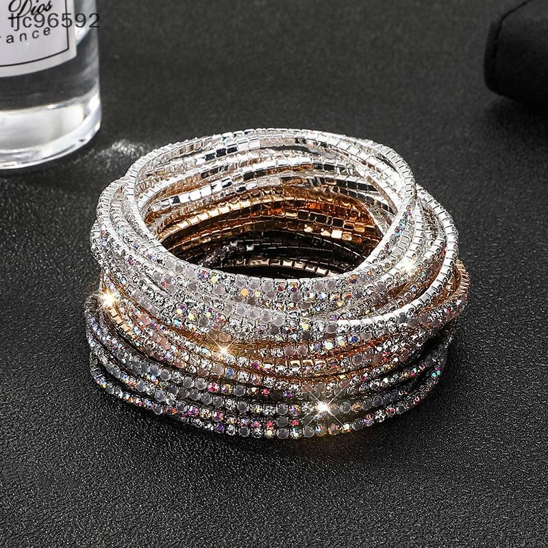 [ljc96592] 5 Pçs/Lote Pulseiras De Cristal Elástico 2mm Charmosa Cor Dourada Strass Pulseira De Metal Joias Presente DIY em Oferta na Shopee