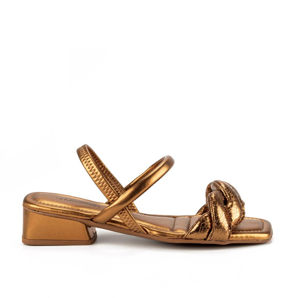 Sandália Mississipi de Salto Bloco Metalizada MC772 em Oferta na Shopee