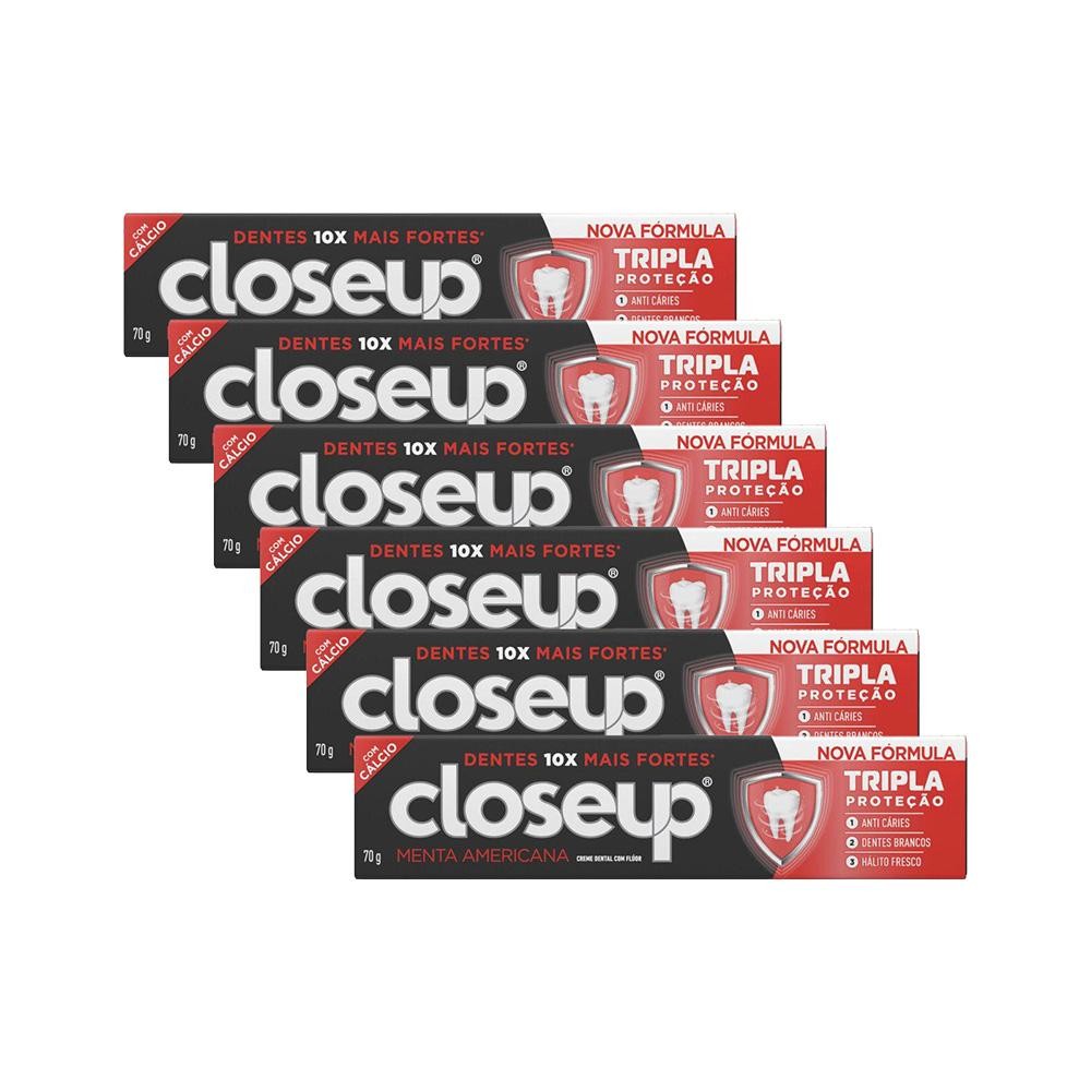 Kit 6 Creme Dental Close Up Triple Menta Americana 70g em Oferta na Shopee