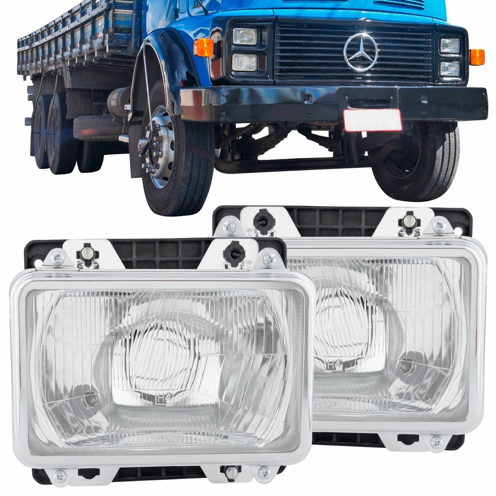 Par Farol Alto Baixo Vidro Caminhão Capo Curto Cara Preta 1113 1313 1513 em Oferta na Shopee