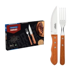 Jogo para Churrasco Tramontina Dynamic com Lâminas em Aço Inox e Cabos de Madeira Natural 12 Peças - 22399063