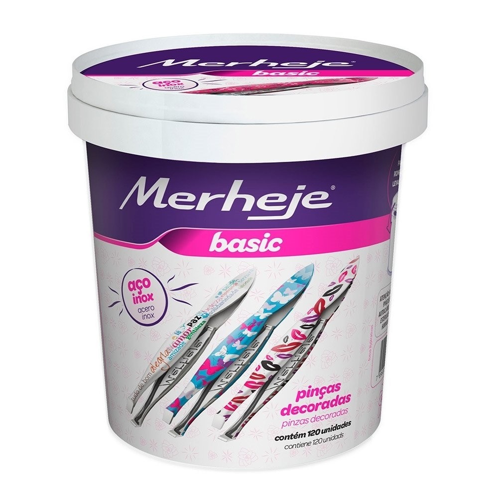 Pinça Merheje Basic Decorada Embalagem com 120 Unidades