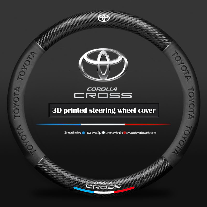 Toytoa Corolla Cross Luxo Couro Fibra De Carbono Capa De Volante Confortável E Antiderrapante Acessórios Interiores Do C
