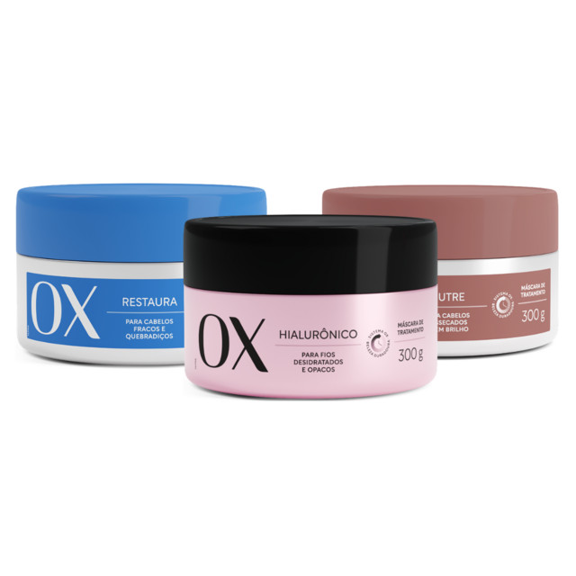 Kit Cronograma Capilar OX com Hialurônico, Nutre e Restaura em Oferta na Shopee