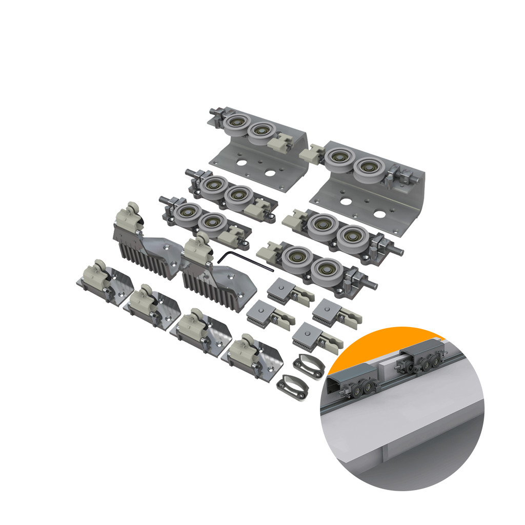 Kit Sistema Rodízio Para Porta de Correr de Armários E Móveis Ss150+ Para 3 Portas - Rometal