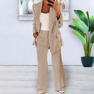 Conjunto Feminino De Manga Comprida Cardigã Fino blazer Terno Calças