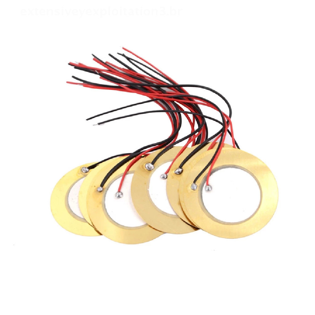 2 Unidades Disco Piezo 35mm com Cabinho Pastilha Sensor Transdutor Piezoelétrico Emite Som Bip Sonoro com Fio Soldado