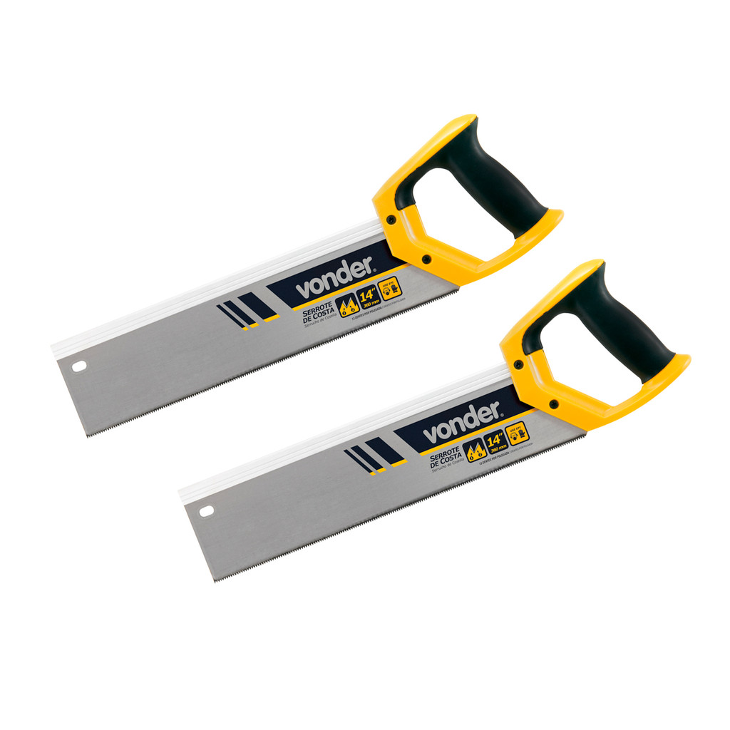 2 Serrotes de Costa 14" Vonder Cortes em Madeira Marcenaria Carpintaria Bricolagem