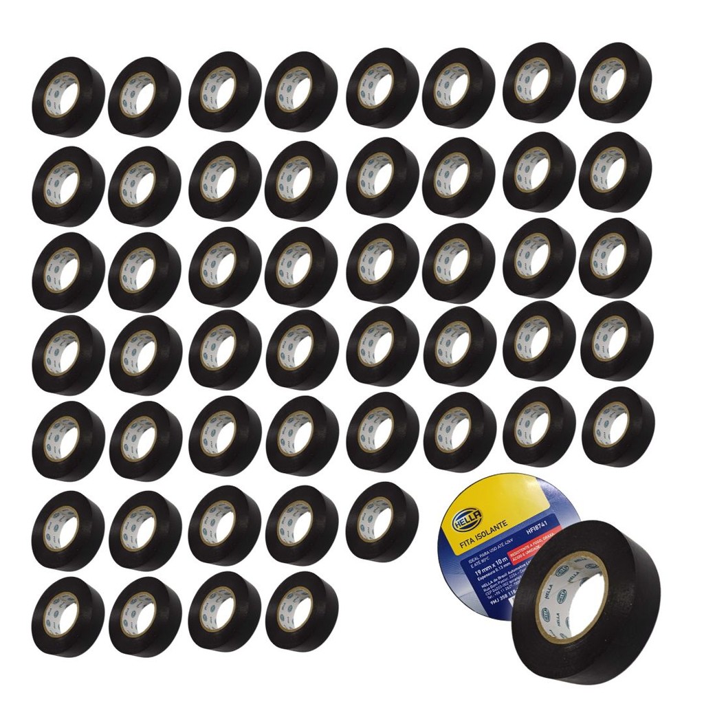 Kit 100 Fita Isolante 19mm 10m Resistente Fogo Umidade Hella em Oferta na Shopee
