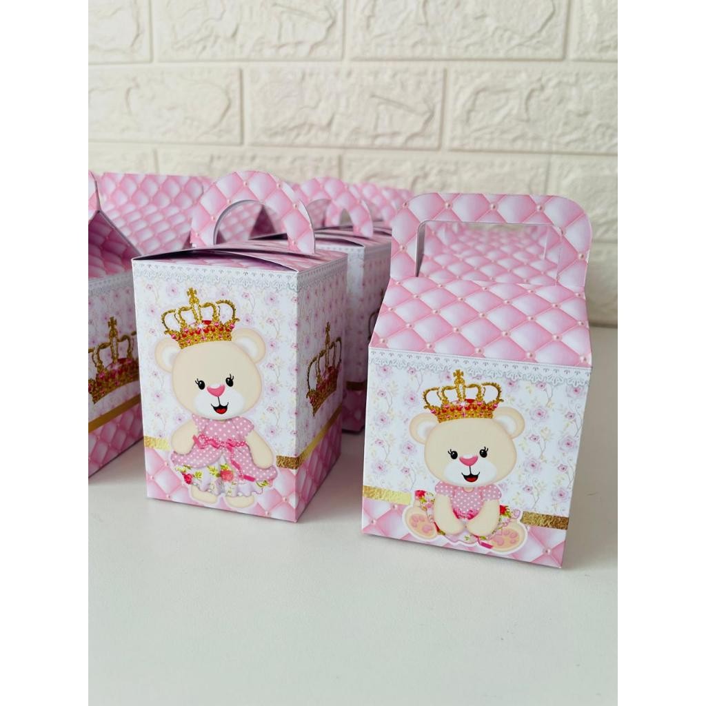 Caixas Personalizadas Ursa princesa, Caixinhas ursinha, lembrancinha ursa princesa (PEGUE E MONTE)