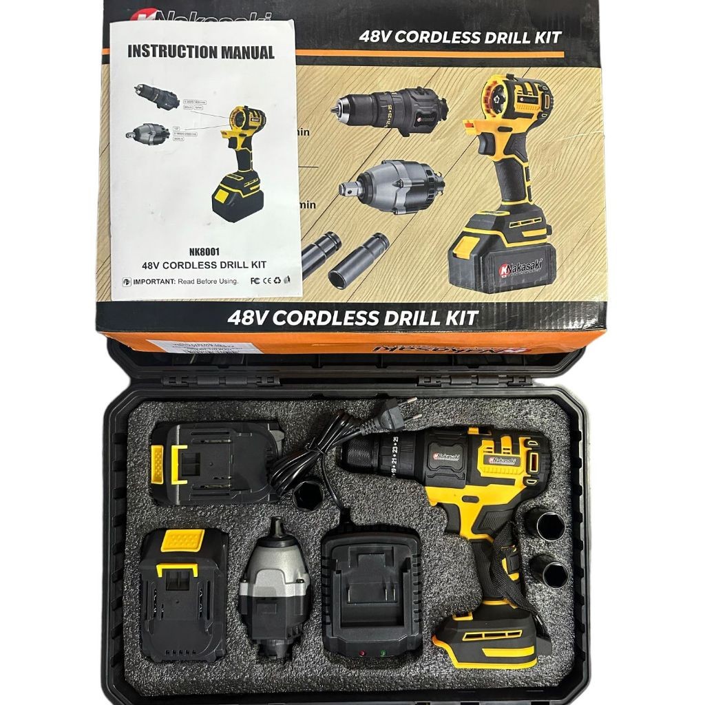 kit Parafusadeira / Furadeira + Pneumática Sem fio 48V