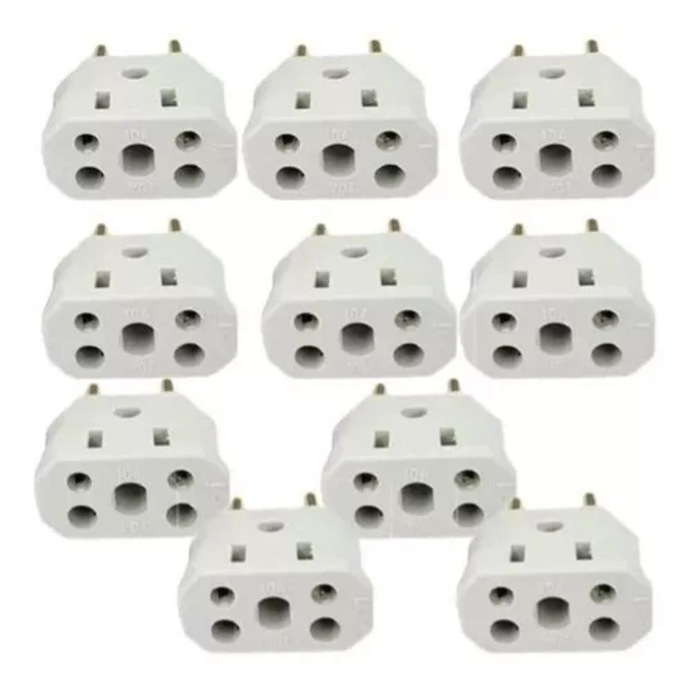 Kit 10 Plug Adaptador De Tomada Bob Esponja 10a-20a 3-2pinos - Home Appliances