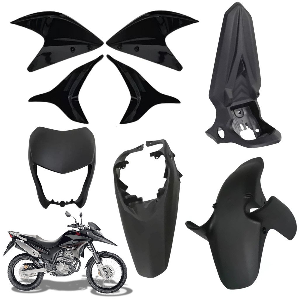 Kit Carenagem Traseiro Lateral Dianteiro Honda Xre 300 Preto Brilho 2010 2011