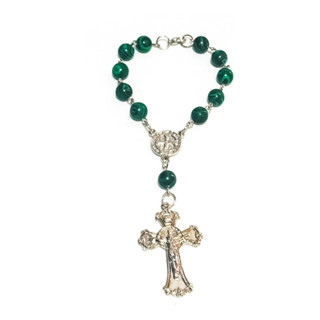 Dezena São Bento Pedra Malaquita 8mm - Mini Terço Carro em Oferta na Shopee