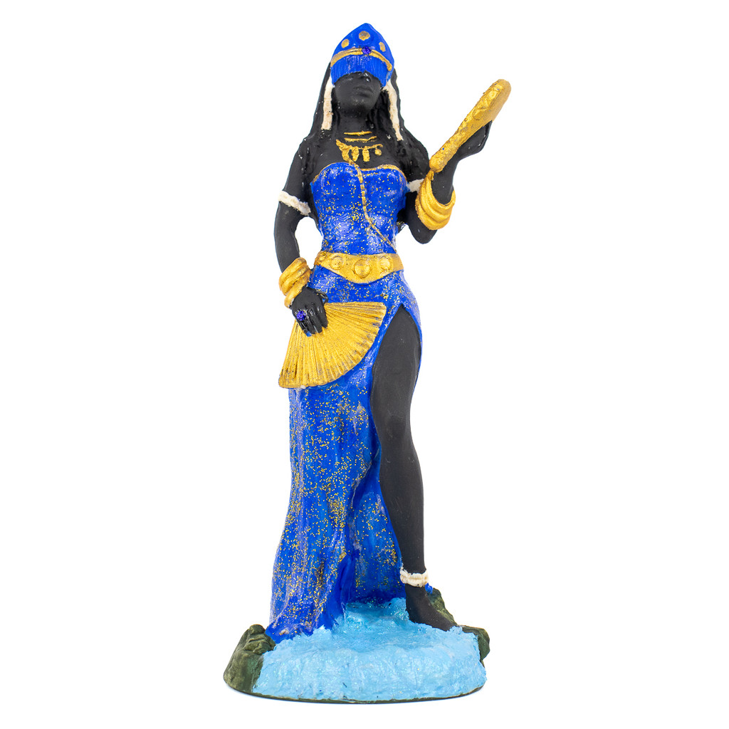 Escultura Orixa Oxum Azul 23 cm em Resina