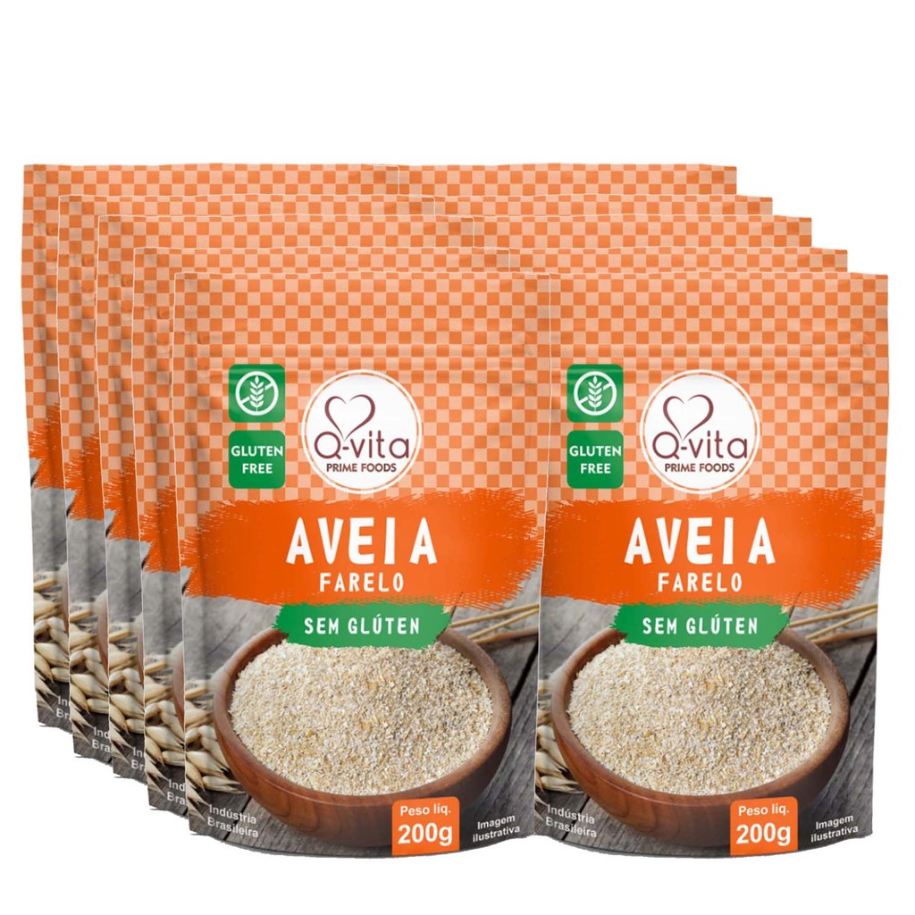 Kit c/ 10und Farelo de Aveia Sem Glúten Q-VITA 200g