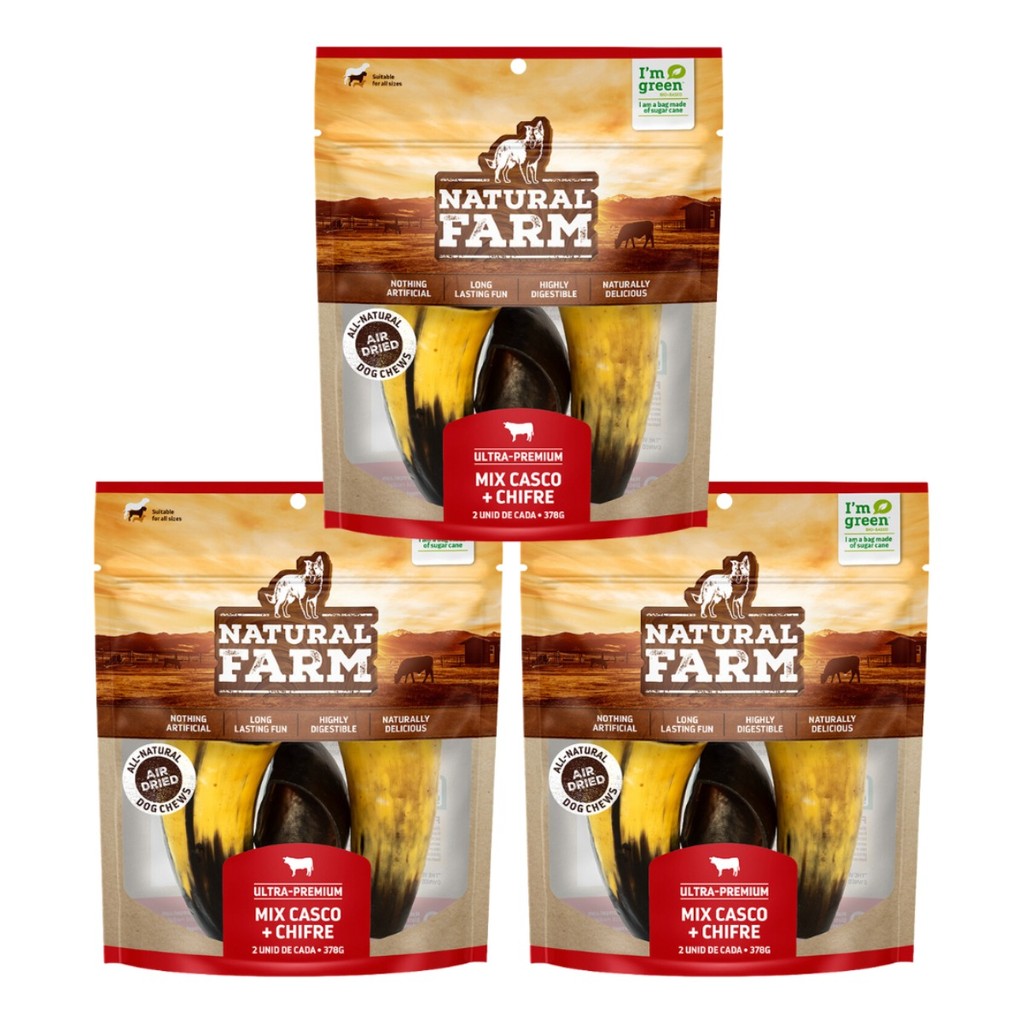 Kit Com 3 Mix Casco E Chifre Bovino 4 Unidades Natural Farm