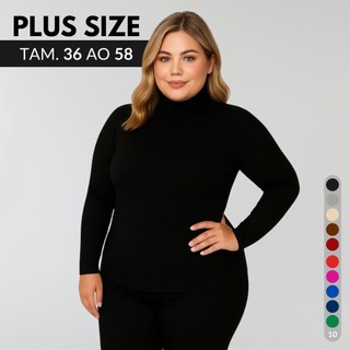Blusa Plus Size Feminina Blusa Manga Longa Feminina Cacharrel Feminino Sueter Feminino Gola Alta Frio