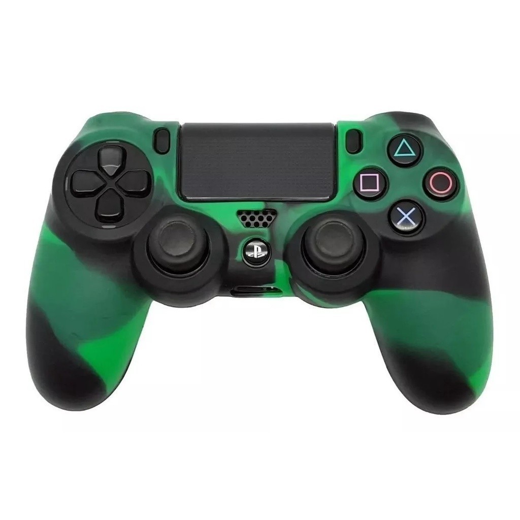 Capa de Silicone para Controle PS4 Verde Camuflada Lavável + Grips de brinde em Oferta na Shopee