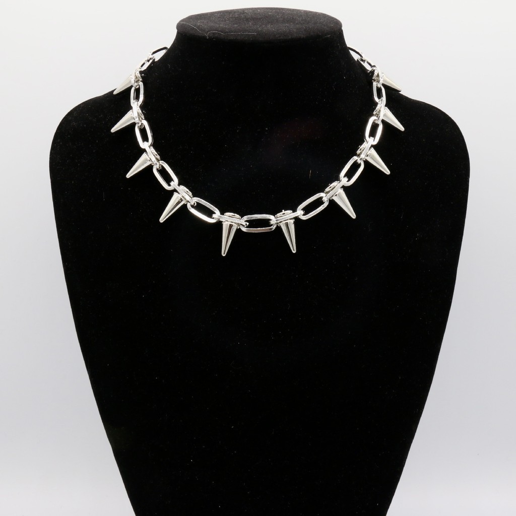 Corrente punk hip-hop com personalidade moderna, colar feminino punk com borla, corrente de rebite laranja HVJKBNK