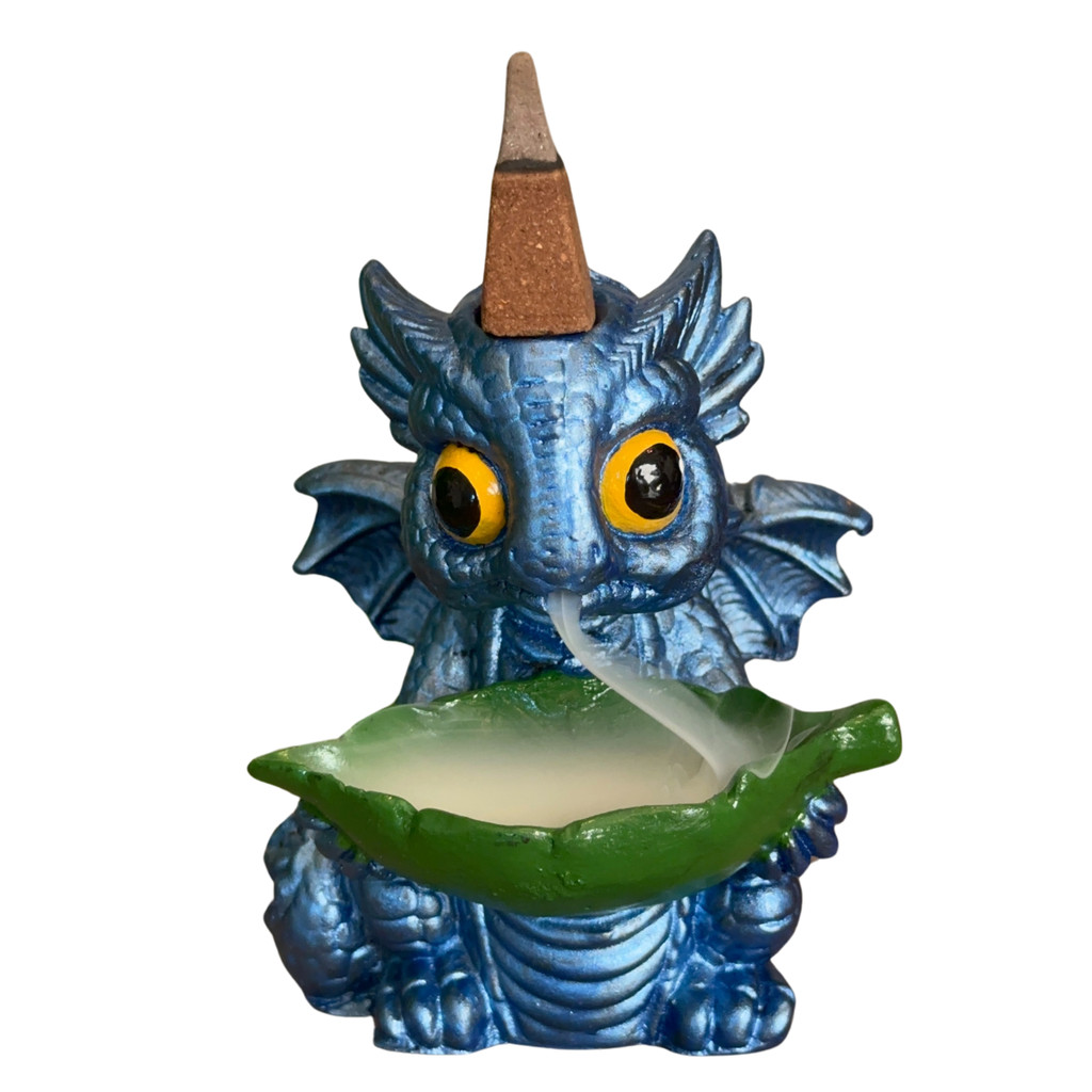 Imagem Incensário Cascata De Fumaça Decorado Baby Dragão Porta Incenso Decoração Ambiente
