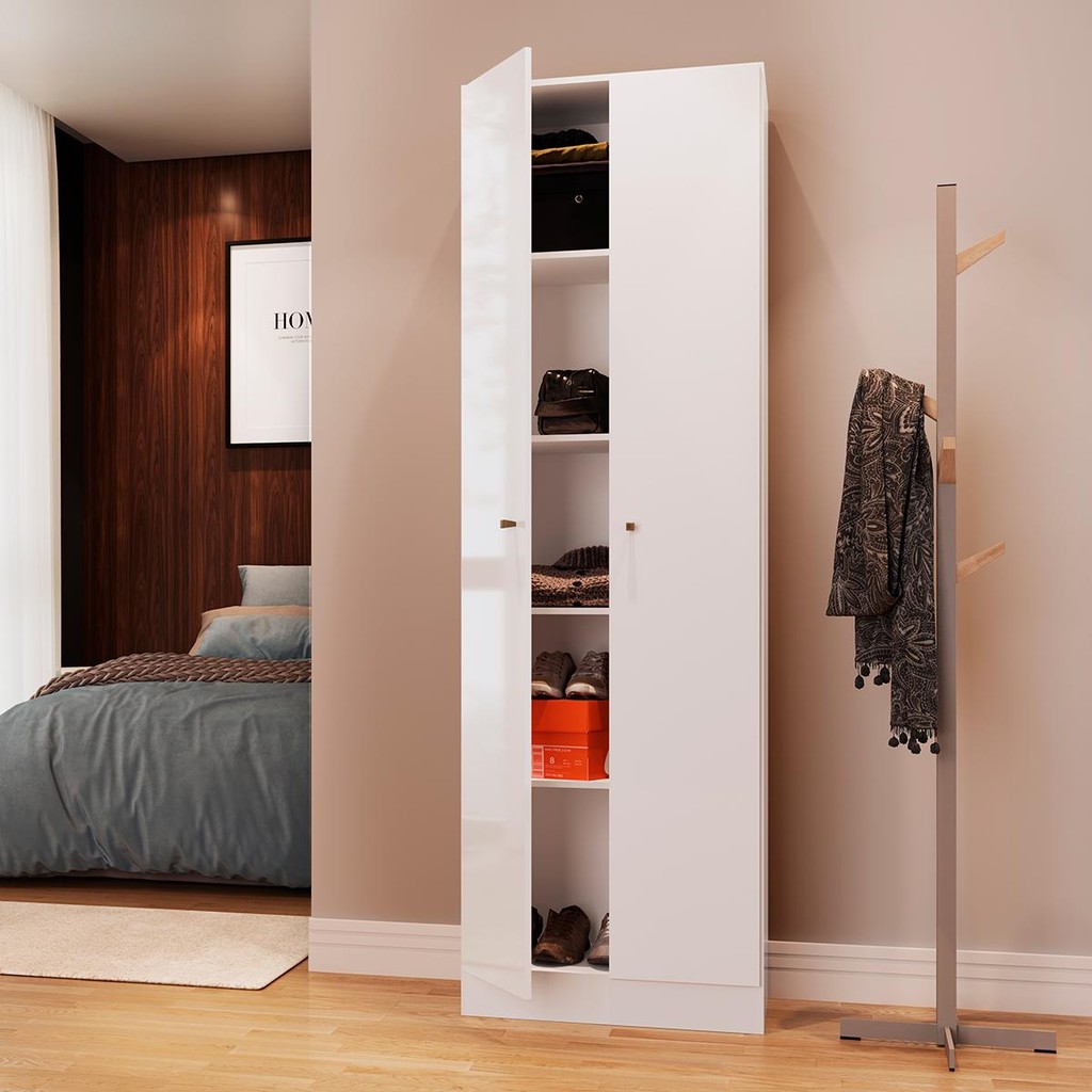 Sapateira Armário Multiuso Genialflex 2 Porta 5 Prateleiras Branco MDP em Oferta na Shopee