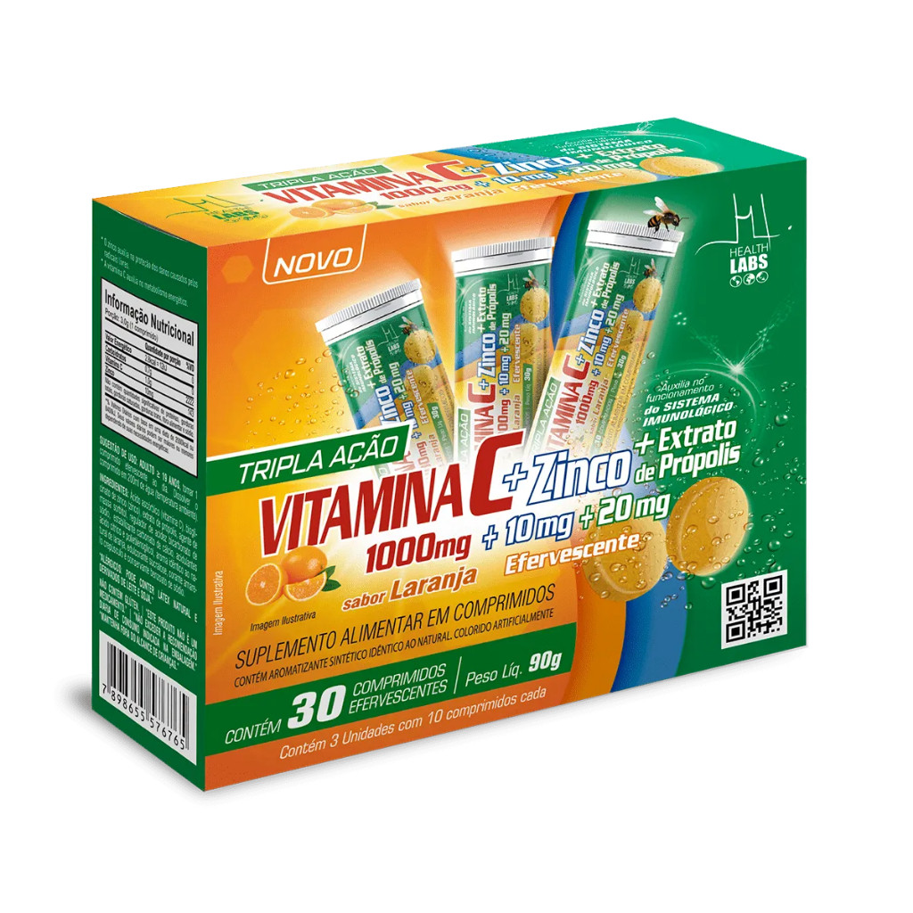 Vitamina C Própolis Efervescente 30 Comprimidos - Health Labs em Oferta na Shopee