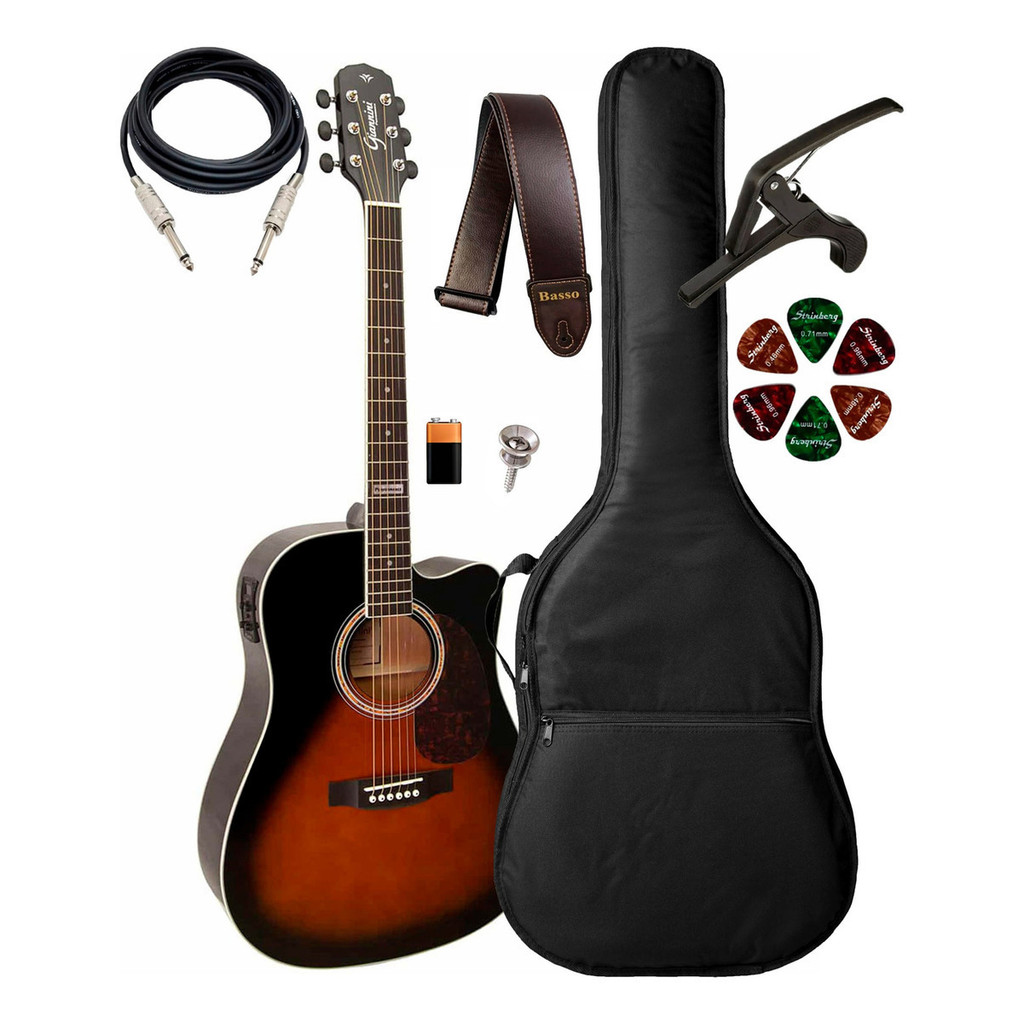 Violão Giannini Cutway Gf1d Ceq 3ts + Capa Luxo E Acessórios