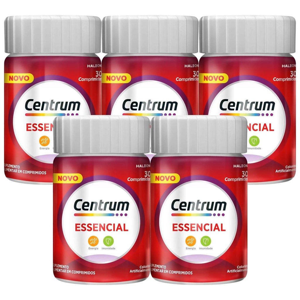 Kit Centrum Essencial Com 5 Potes De 30 Comprimidos Cada