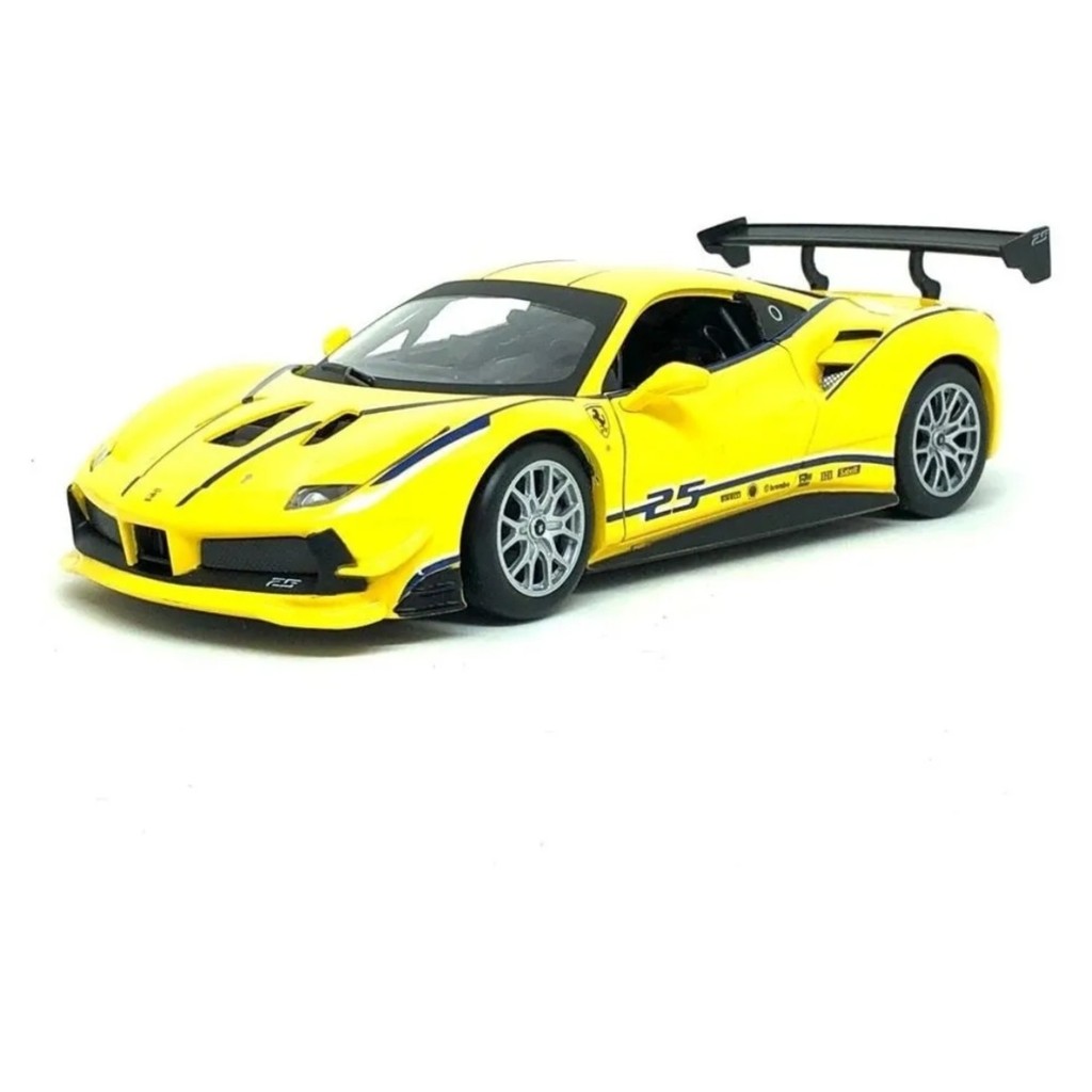 Miniatura Carro Ferrari 488 Challenge - Amarelo - Ferrari Racing - 1:24 - Burago