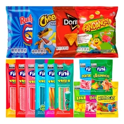 40 Salgadinhos Elma Chips + 40 Pacotes Bala Fini
