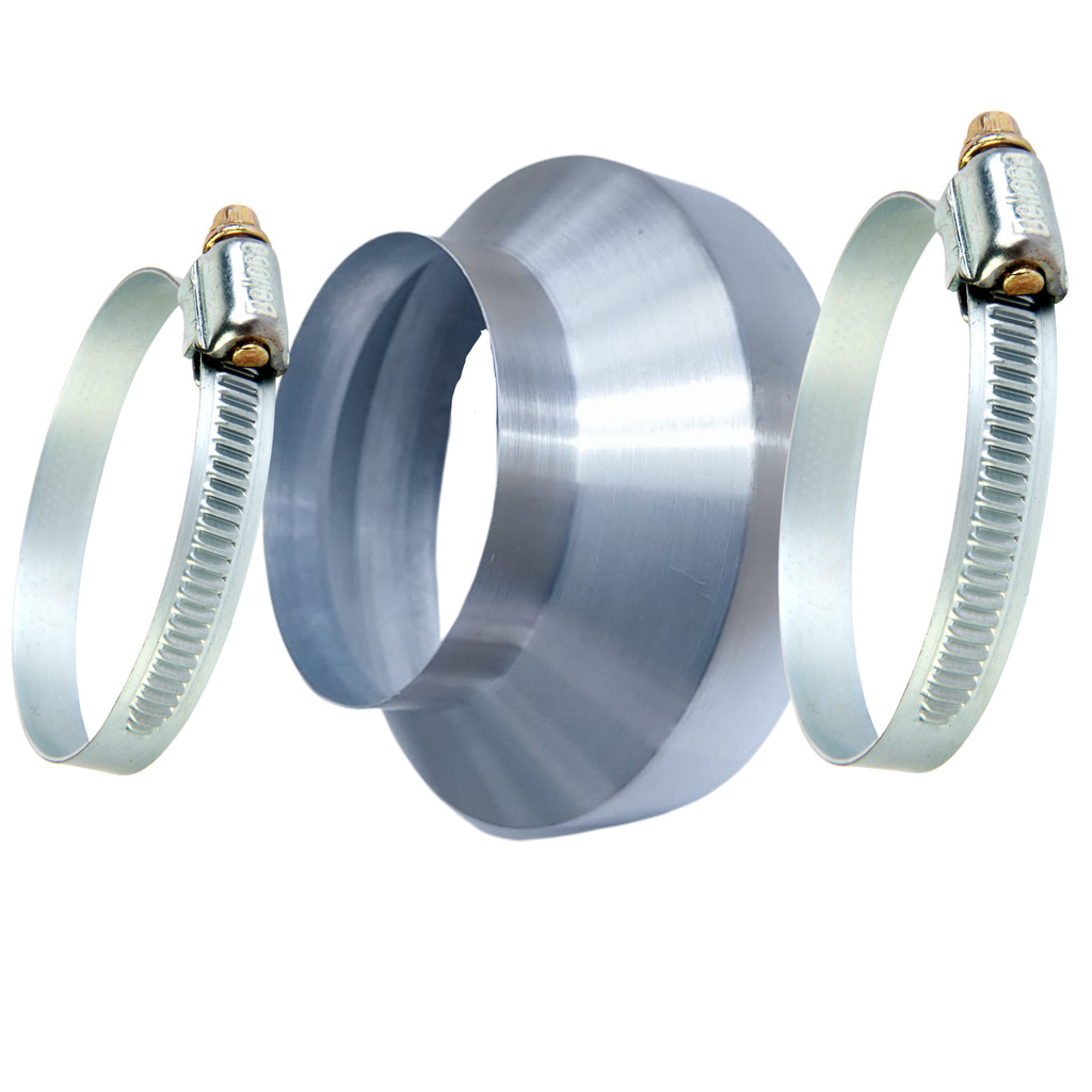 Adaptador Redutor De Duto Corrugado Exautão Ventilação 100x80mm Em Alumínio Com Abraçadeiras