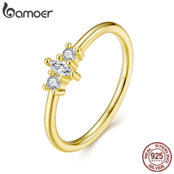 Anel De Prata Esterlina 925 Bamoer Marquise Redondo Mini Zircônia Cúbica Empilhável Joias Da Moda Presentes Para Mulhere