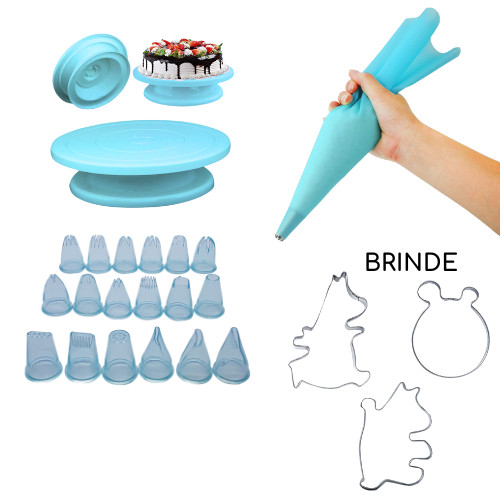 Kit Confeiteiro 23 peças Bicos Manga/Saco Bailarina Profissional Cortador Biscoito Decoração
