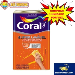 Tinta Acrílica Fosco Super Lavável Branco Alta Durabilidade 18 Litros - Coral