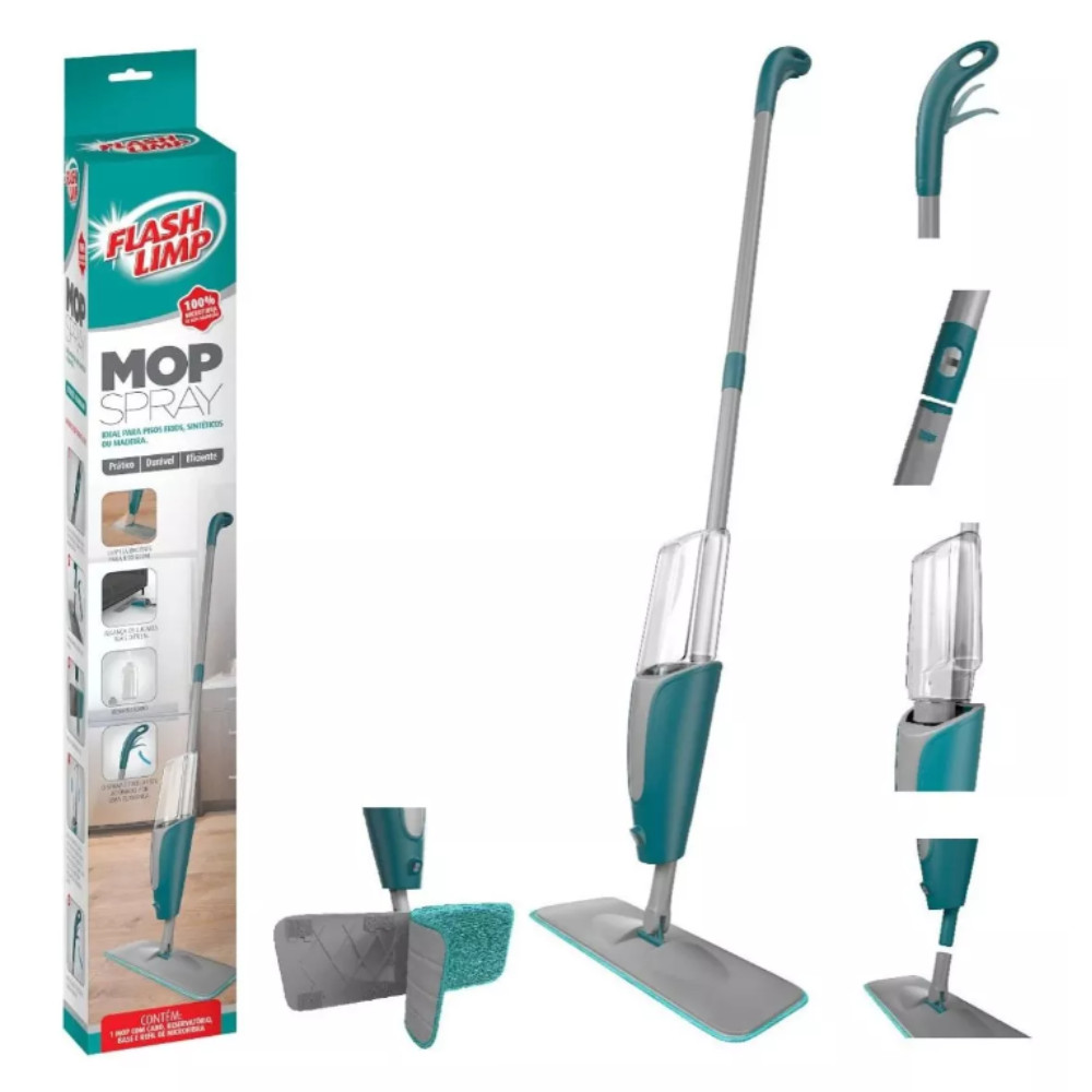Mop Spray Flash Limp com Dispenser Integrado e Base 360° - Limpeza Prática e Direcionada