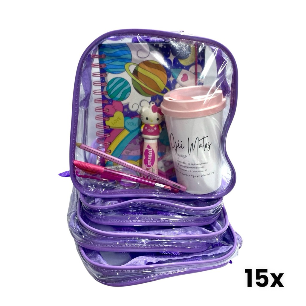 KIT COM 15 MINI MOCHILA infantil transparente escola, praia, viagem, lembrancinhas em Oferta na Shopee