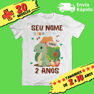 Camiseta Camiseta Infantil Baby Dino Dinossauro Personalizada com Nome (Opcional) Envio Rapido