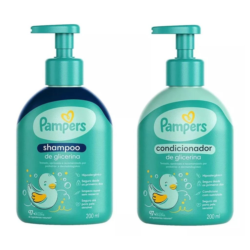 Kit Shampoo e Condicionador Pampers 200ml - Suavidade e Segurança para Bebês em Oferta na Shopee