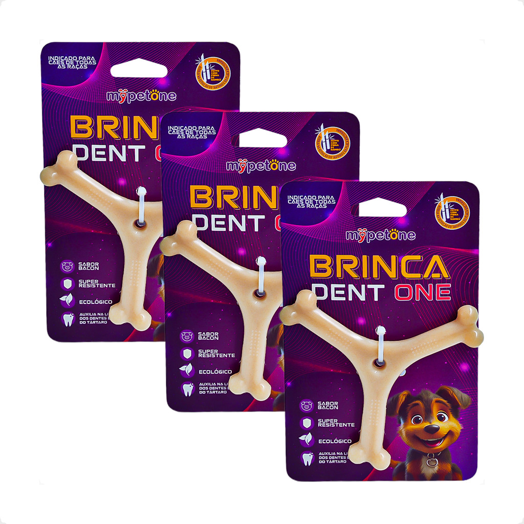 Kit 3 Brinquedo Osso Bamboo Brinca Dent One Sabor Bacon - Y - Pequeno em Oferta na Shopee