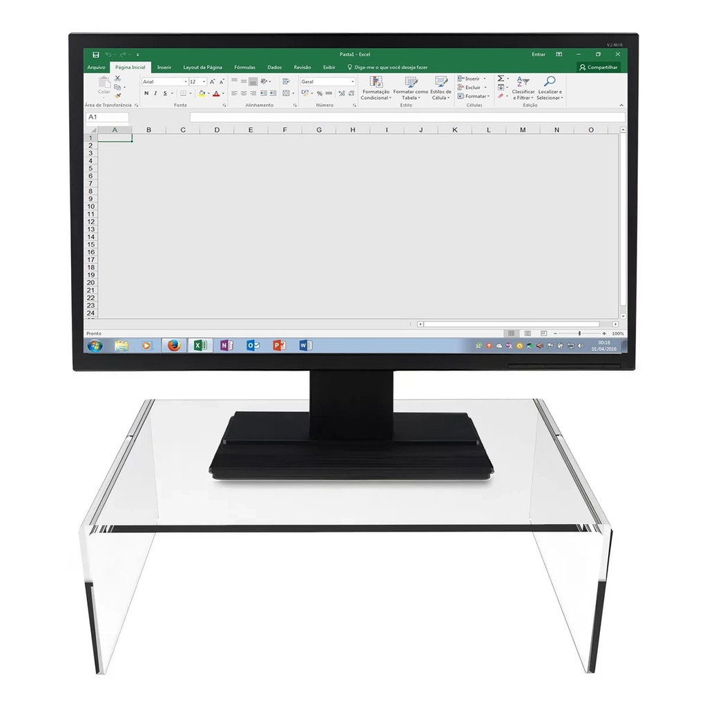 Suporte Monitor Acrílico Moderno Ergonômico Resistente Organizador Mesa Sofisticado