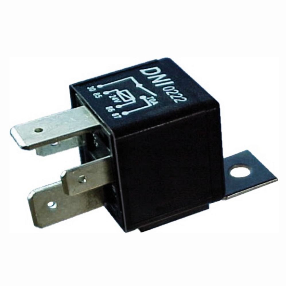 Relé Auxiliar 4 Terminais (2 largos ), com suporte, 70A 24V Voltagem:24 volts