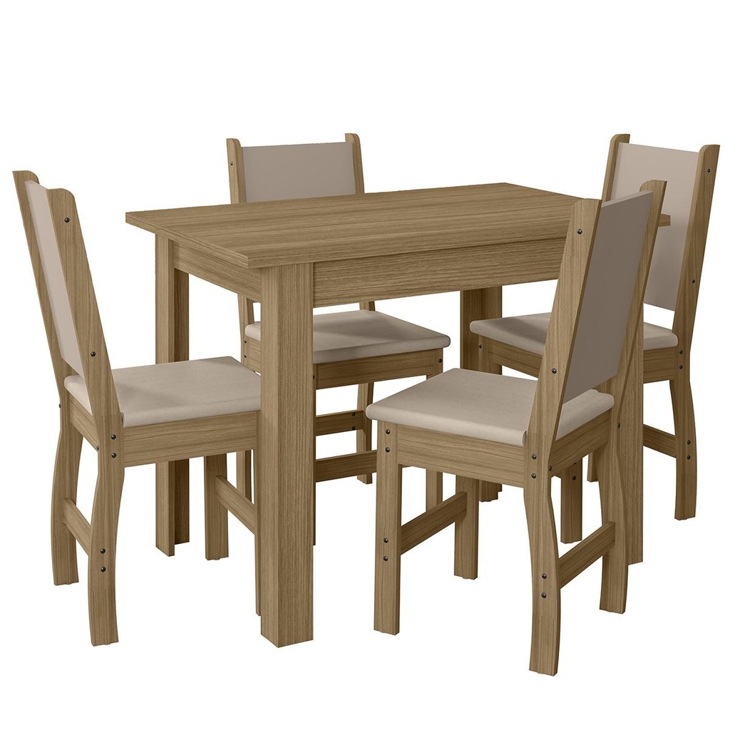 Kit Mesa de Jantar Bellagio 108x68 cm com 4 Cadeiras Clara em Oferta na Shopee