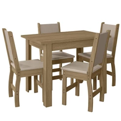 Kit Mesa de Jantar Bellagio 108x68 cm com 4 Cadeiras Clara