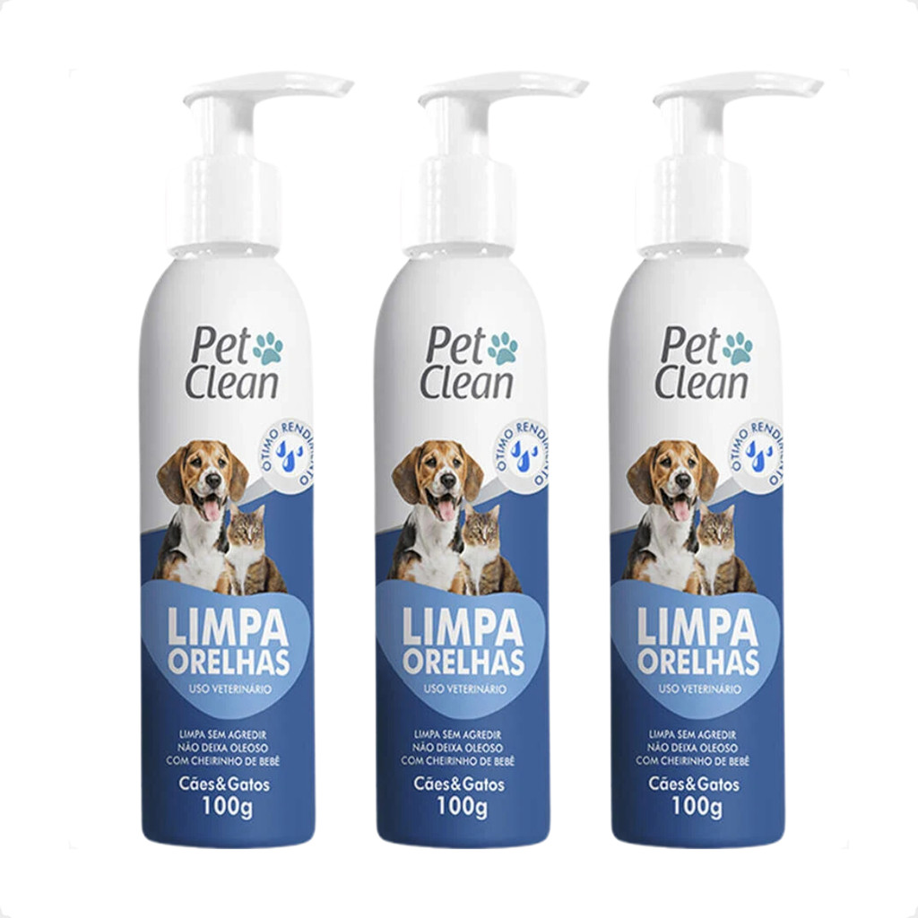 Kit 3 Limpa Orelha Pet Clean - 100g em Oferta na Shopee