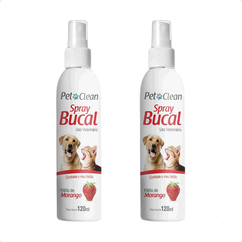Kit 2 Spray Bucal Pet Clean Morango - 120ml